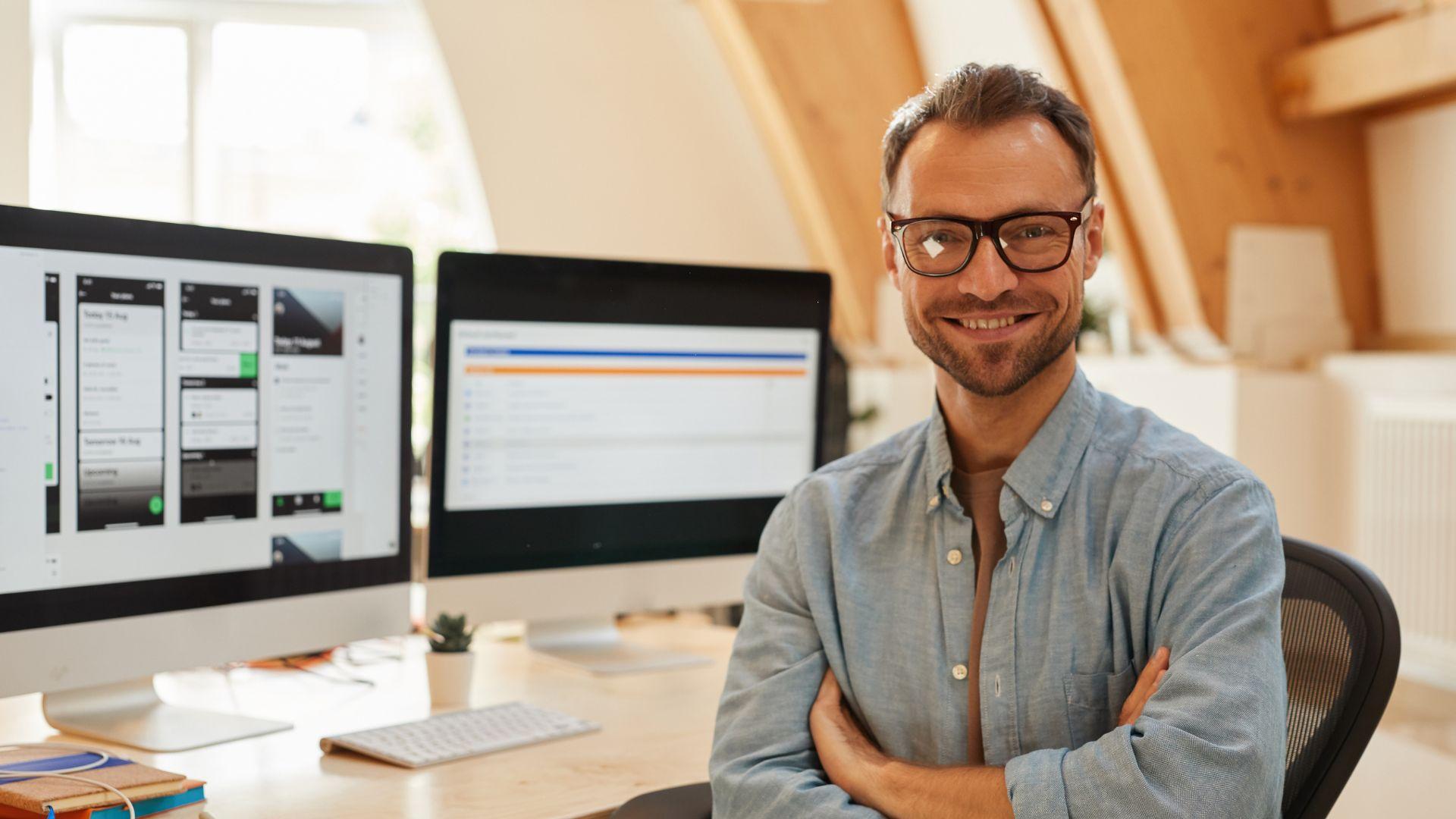 man working on the computer