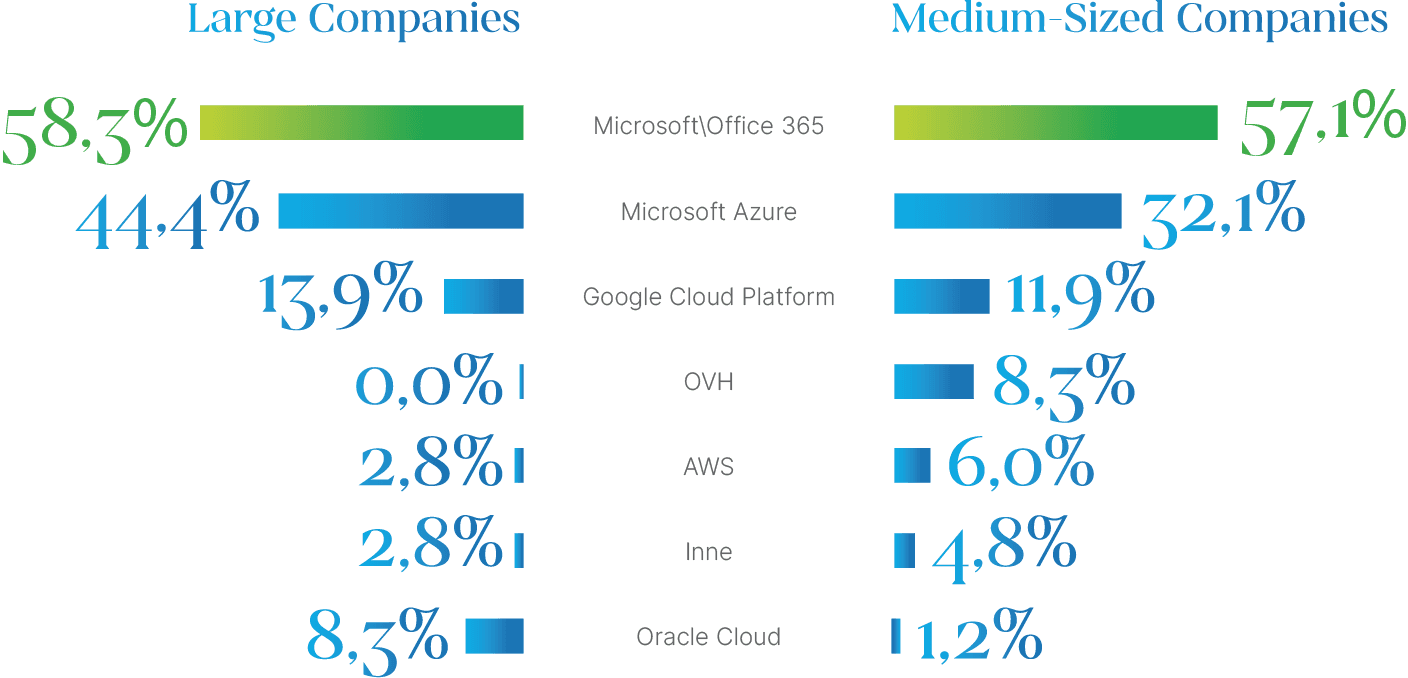 charts comparing large and medium-sized enterprises